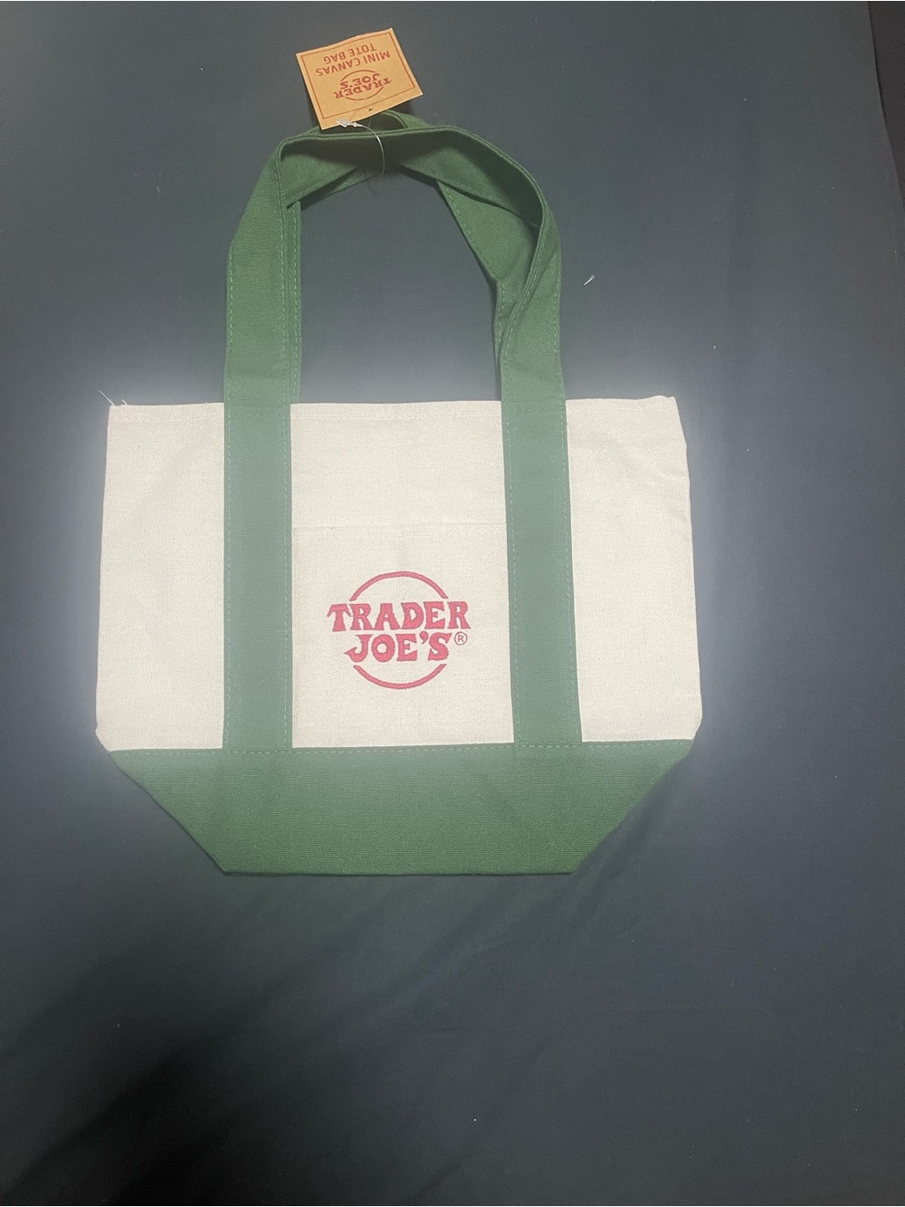 Trader Joe's Green and White Canvas Tote